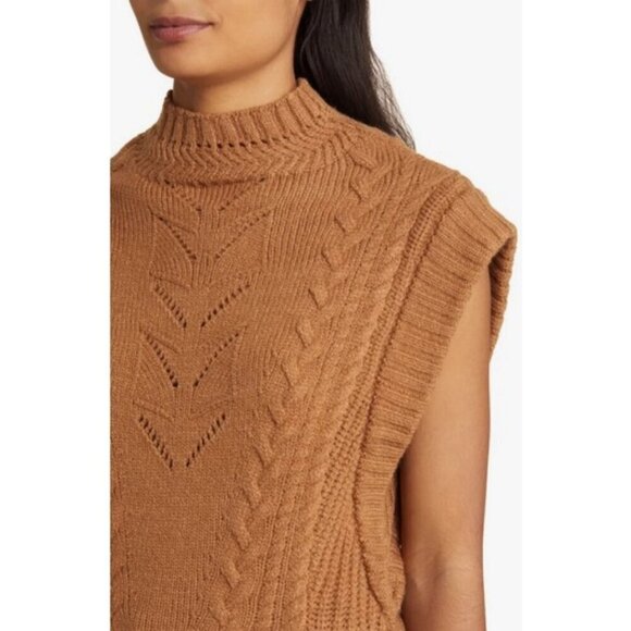 💕WIT & WISDOM💕 Cable Stitch Mock Neck Sweater Vest ~ Nutmeg Brown XL NWT - Picture 4 of 14